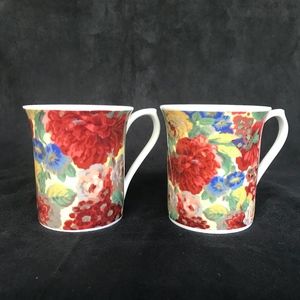 2 Queen's Find Bone Floral China Cups Cottage Core